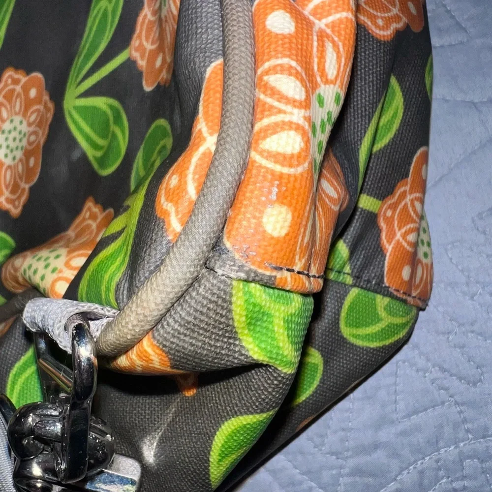 Petunia Pickle Bottom Santiago Sunset Floral Diaper Bag Backpack Gray and Orange